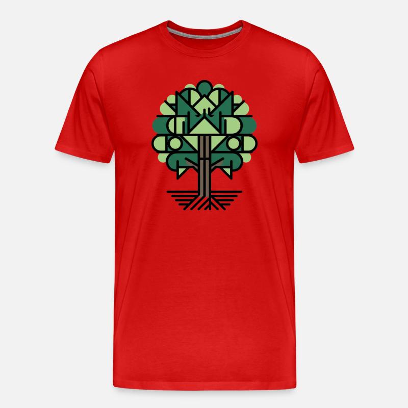 Geometrischer Baum Muster Grün - Männer Premium Bio T-Shirt - Rot