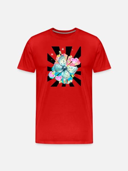 Soft Blue Butterfly Insect Retro - Men's Premium Organic T-Shirt - red