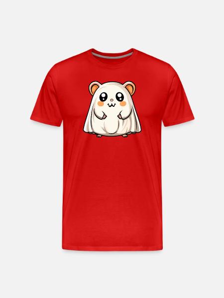 Hamster Halloween Ghost - Men's Premium Organic T-Shirt - red