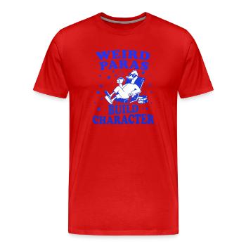 Weird Paras Build Personnage paraprofessionnel oie - T-shirt bio Premium Homme - rouge - Devant - Damien (186cm)