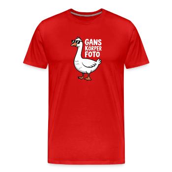 Ganskörperfoto Lustige Gans Wortspiel - Männer Premium Bio T-Shirt - Rot - Vorne - Damien (186cm)
