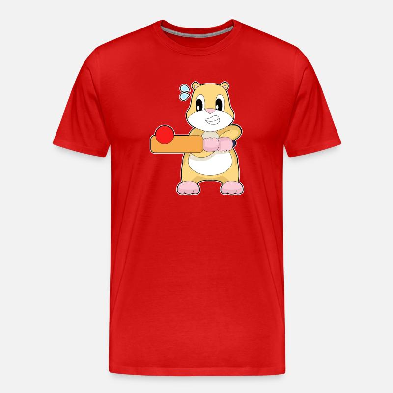 Hamster Cricket Batte de cricket - T-shirt bio Premium Homme - rouge