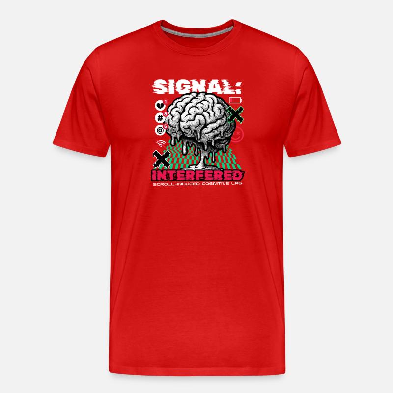 Brain - Signal Interfered - Männer Premium Bio T-Shirt - Rot