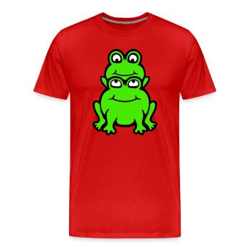 Frosch Kind Familie Papa Mama Huckepack Vatertag - Männer Premium Bio T-Shirt - Rot - Vorne - Damien (186cm)