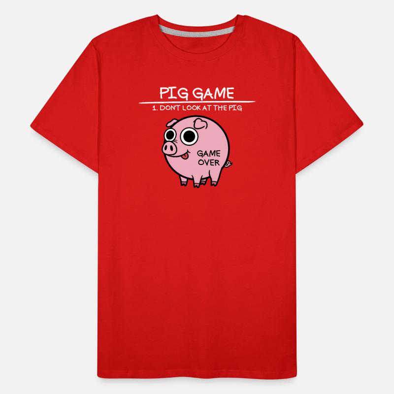 Jeu de cochon Ne regarde pas le cochon drôle T-shirt bio Premium Homme