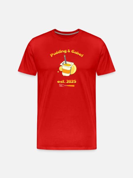 Pudding & Gabel Est. 2025 - Männer Premium Bio T-Shirt - Rot