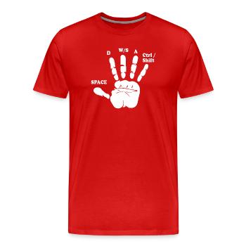 Drôle Gamer Main Jeu d’ordinateur Esports Gamer - T-shirt bio Premium Homme - rouge - Devant - Damien (186cm)