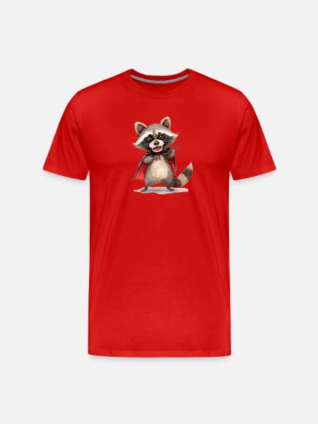 Lustiger Dracula-Waschbär – Halloween Design - Männer Premium Bio T-Shirt - Rot