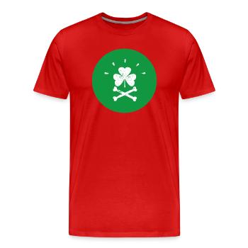 Joyeuse Roger Shamrock Saint-Patrick - T-shirt bio Premium Homme - rouge - Devant - Damien (186cm)