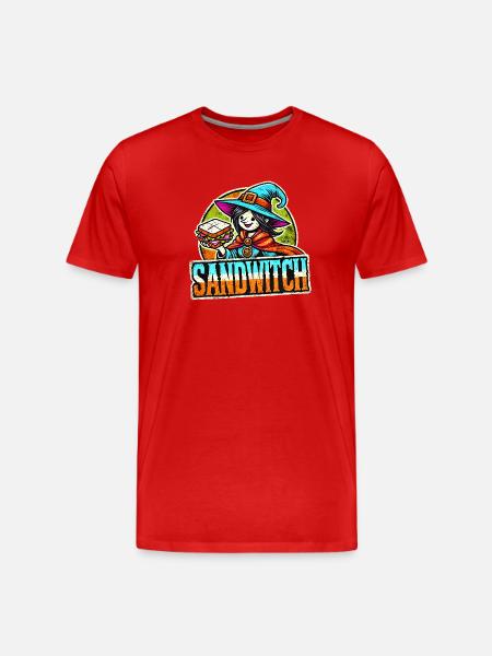 Sandwitch Witch Cartoon Haloween Art - Men's Premium Organic T-Shirt - red