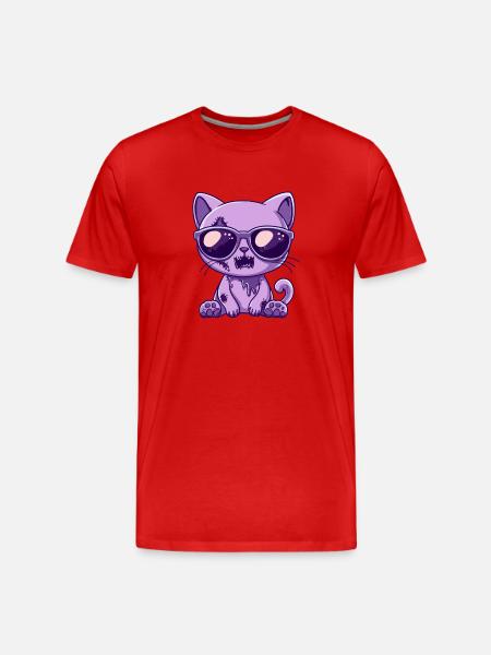 Chat Halloween - T-shirt bio Premium Homme - rouge