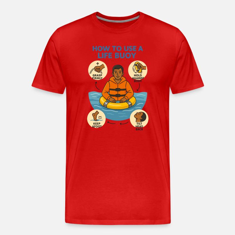 Rettungsring Anleitung - Männer Premium Bio T-Shirt - Rot