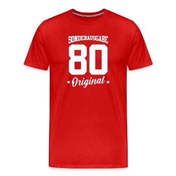 80 Geburtstag - Männer Premium Bio T-Shirt - Rot - Vorne - Damien (186cm)