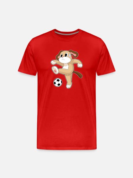 Dog Soccer Player Soccer - Men's Premium Organic T-Shirt - red