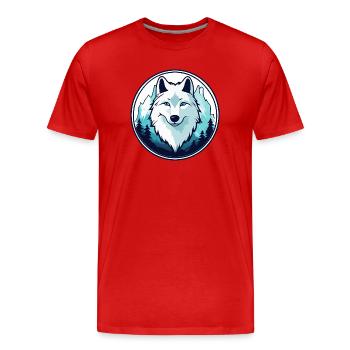 Polarwolf (Kopf) - Männer Premium Bio T-Shirt - Rot - Vorne - Damien (186cm)
