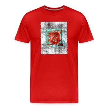 Rostquadrat auf grauer Textur - Männer Premium Bio T-Shirt - Rot - Vorne - Damien (186cm)