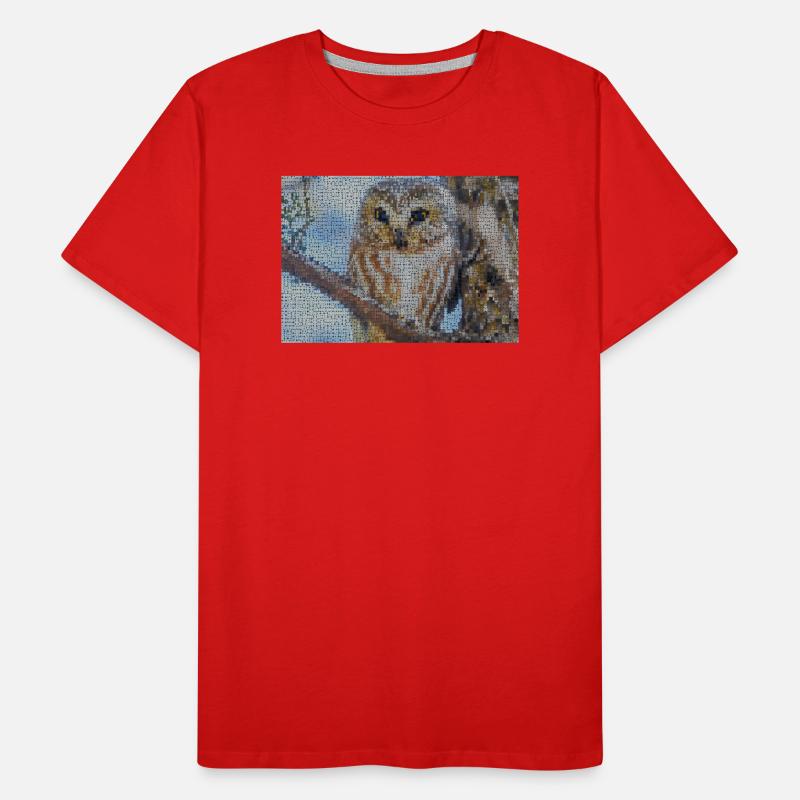 Nächtliche Eulen-Mosaik Männer Premium Bio T-Shirt
