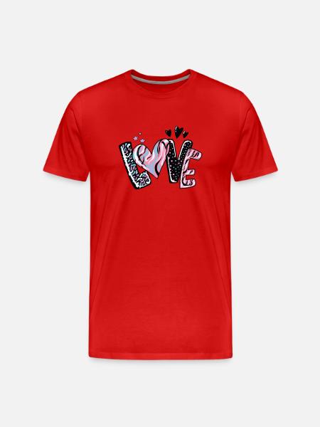 Love Kaleido Heart Pattern - Men's Premium Organic T-Shirt - red