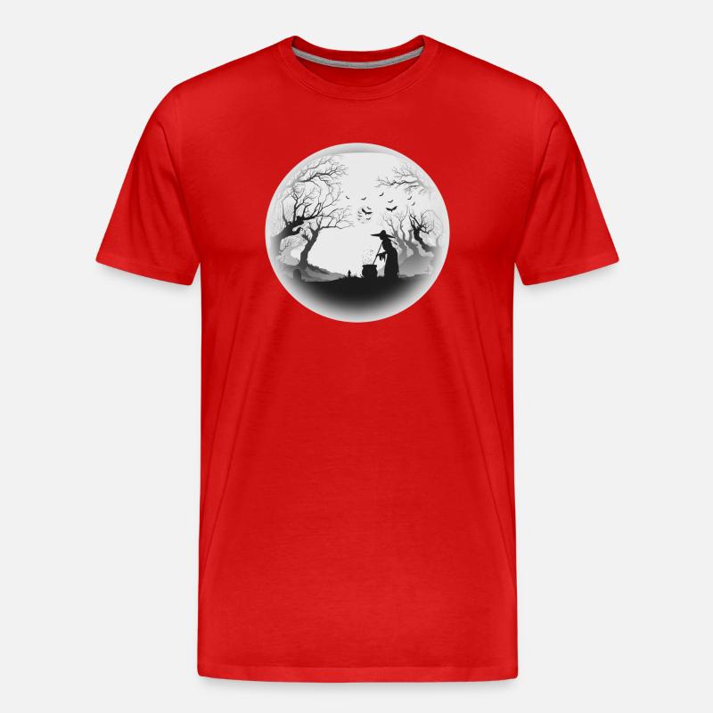 Haunted Forest Cauldron Silhouette - Men's Premium Organic T-Shirt - red