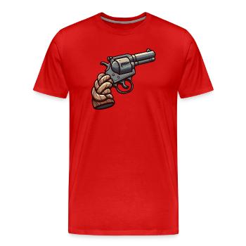 Revolver corde cartoon - T-shirt bio Premium Homme - rouge - Devant - Damien (186cm)