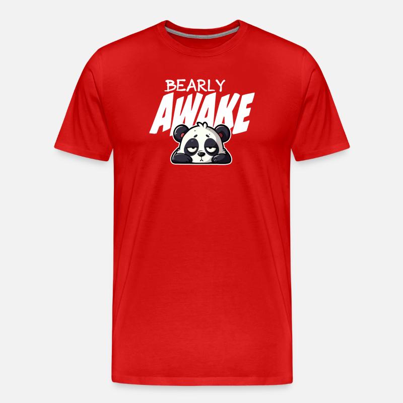 Schlafender Panda kaum wach - Männer Premium Bio T-Shirt - Rot