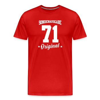 71 Geburtstag - Männer Premium Bio T-Shirt - Rot - Vorne - Damien (186cm)