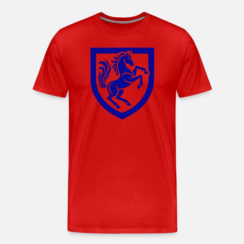Blaues Pferdeschild Silhouette - Männer Premium Bio T-Shirt - Rot