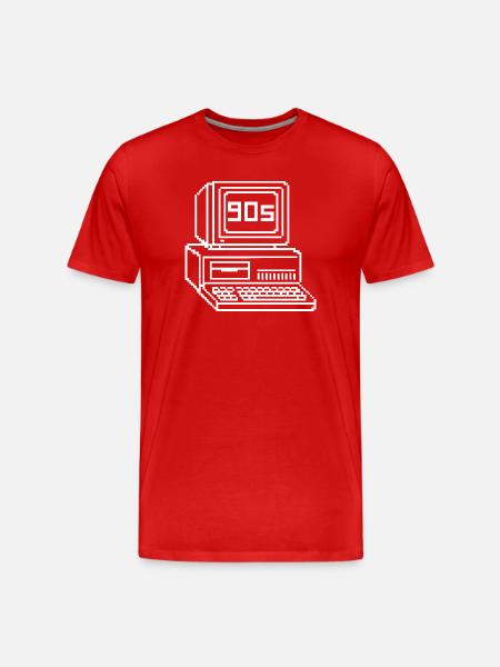 Retro 90s Console Pixel Art - Men's Premium Organic T-Shirt - red