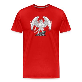 Mythischer Greif auf dem Kristallfelsen - Männer Premium Bio T-Shirt - Rot - Vorne - Damien (186cm)