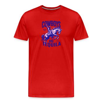 Vintage Cowboys and Tequila Shirt Retro Western - Men's Premium Organic T-Shirt - red - Front - Damien (186cm)