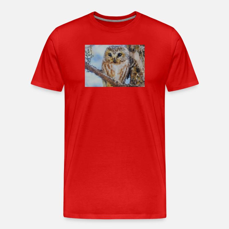 Wald Eulenporträt Aquarell - Männer Premium Bio T-Shirt - Rot