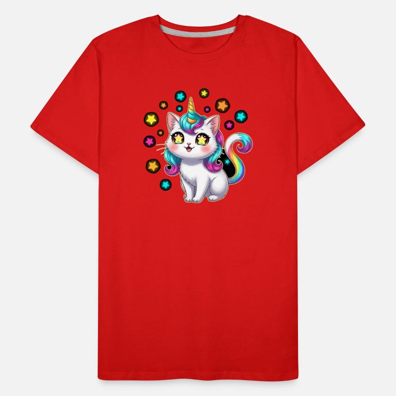 Entzückende Katze Einhorn Einhorn Kawaii Sterne Männer Premium Bio T-Shirt