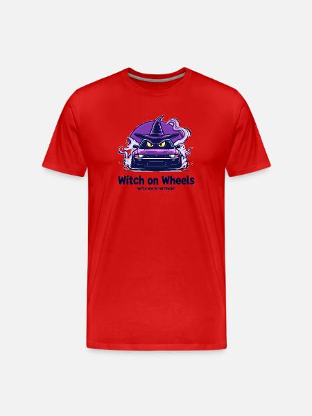 Witch on Wheels Logo - Men's Premium Organic T-Shirt - red