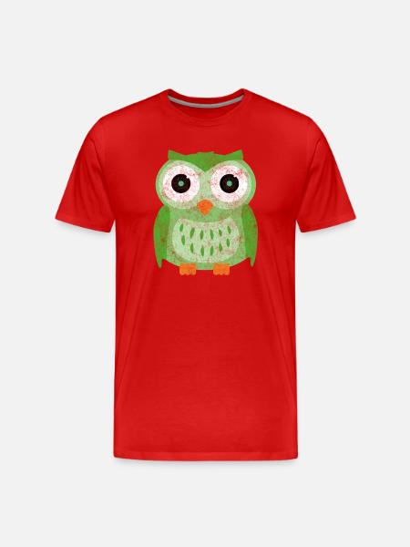 Green Owls Cartoon - Men's Premium Organic T-Shirt - red
