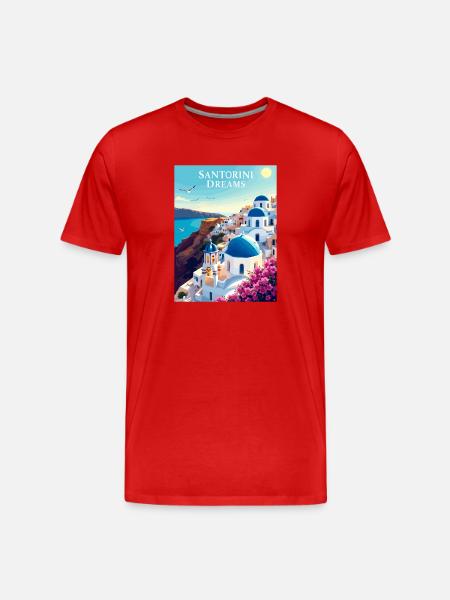 Santorini Dreams - Men's Premium Organic T-Shirt - red
