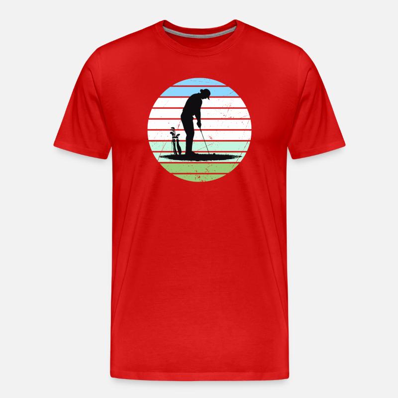 Golf Silhouette im Pastellkreis - Männer Premium Bio T-Shirt - Rot