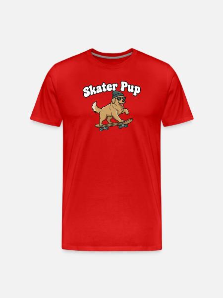 Skater Pup on Skateboard - Men's Premium Organic T-Shirt - red