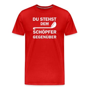 Vous êtes face au Créateur - T-shirt bio Premium Homme - rouge - Devant - Damien (186cm)