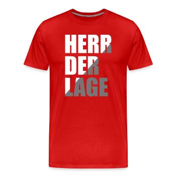 Herr der Lage - Männer Premium Bio T-Shirt - Rot - Vorne - Damien (186cm)