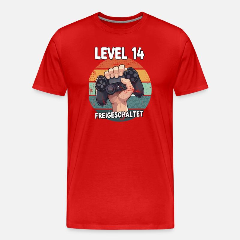 Level 14 Freigeschaltet Controller - Männer Premium Bio T-Shirt - Rot