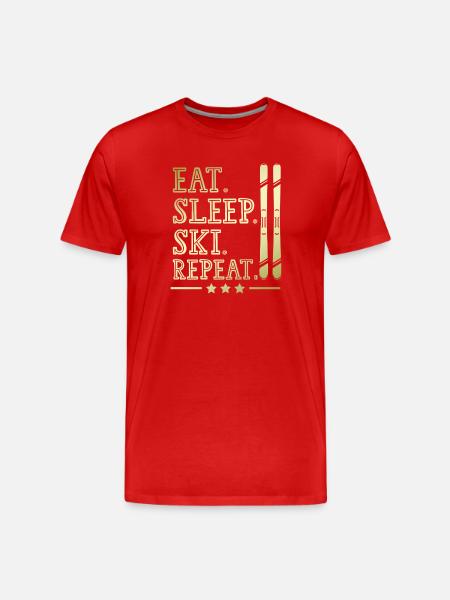 eat sleep skiing repeat - Männer Premium Bio T-Shirt - Rot