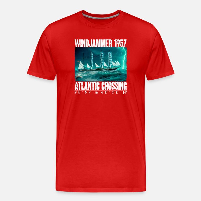 Windjammer 1957 - Atlantiküberquerung - Männer Premium Bio T-Shirt - Rot