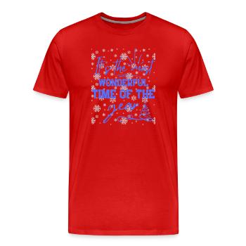 Festliche Weihnachtsstimmung - Männer Premium Bio T-Shirt - Rot - Vorne - Damien (186cm)