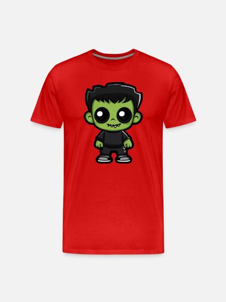 Zombie Halloween Cute Comic - Men's Premium Organic T-Shirt - red