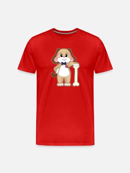 Hund Bräutigam Fliege Hochzeit - Männer Premium Bio T-Shirt - Rot