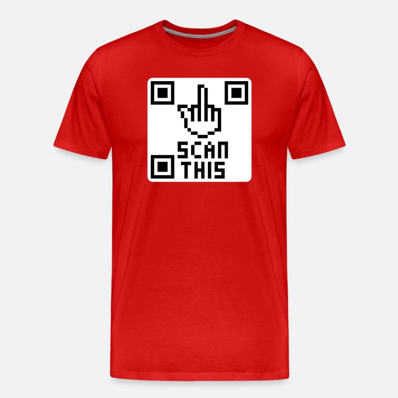 QRcode Mittelfinger - Männer Premium Bio T-Shirt - Rot