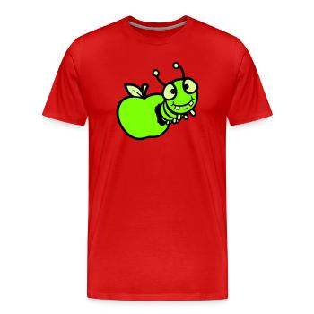 Chenille peeps trou de pomme bande dessinée drôle mignon mignon mignon - T-shirt bio Premium Homme - rouge - Devant - Damien (186cm)