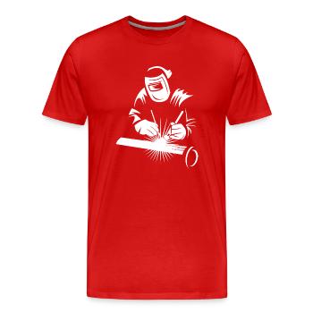 Minimalistischer Schweißer Silhouette Industrie - Männer Premium Bio T-Shirt - Rot - Vorne - Damien (186cm)