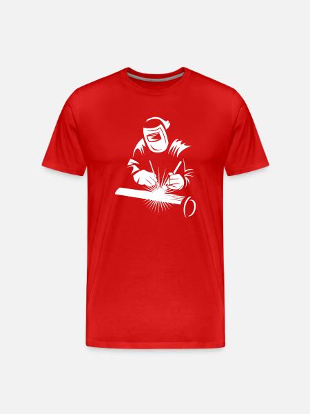 Minimalist Welder Silhouette Industrial - Men's Premium Organic T-Shirt - red