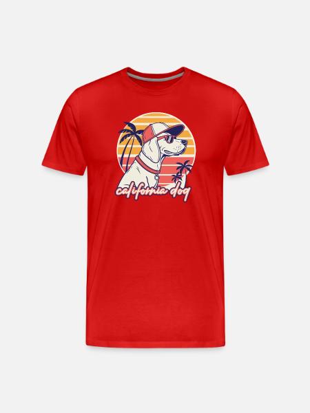 California Dog Sunset Retro - Men's Premium Organic T-Shirt - red
